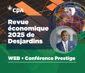 Image avec le logo CPA et le titre Revue économique 2025 de Desjardins