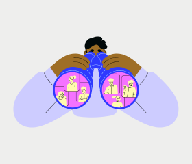 illustration d'un personnage avec des jumelles