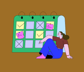 Illustration jeune femme avec un calendrier