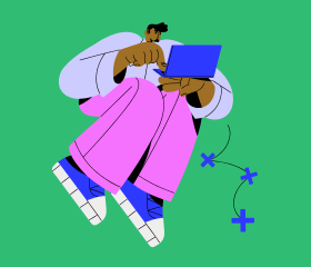 Illustration bonhomme avec portable