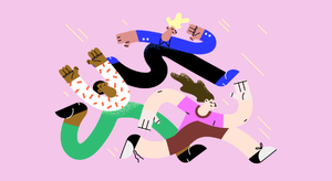 Illustration de bonhommes sautants