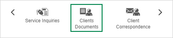 Screenshot of Client Documents icone on the Webi toolbar.