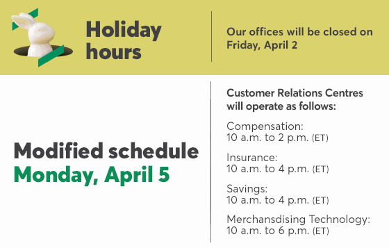 Holidays hours April 2  |  Modified schedule April 5