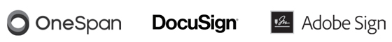 Image with the logos of OneSpan, DocuSign, Adobe Sign