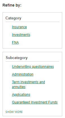 Refine your search by selecting one of the categories