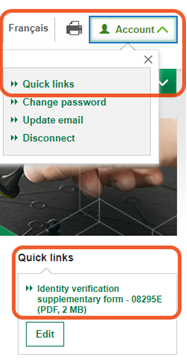 Quick links in the main page